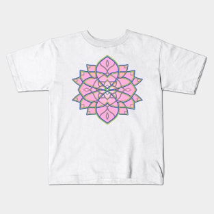 Pink Radial Mandala Flower Kids T-Shirt